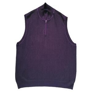Alan Flusser Men’s XXL Purple Sweater Vest 1/4 Zip Cotton Blend Classic Preppy